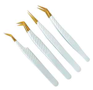 Pinzas de extensión de pestañas recién llegadas, pinzas de pestañas de alta calidad recubiertas de Color blanco, Juego de 4 Uds., pinzas de pestañas injertadas fáciles de usar - Product Image 6