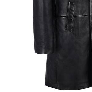 Nuevo abrigo largo negro de cuero 2024 nuevo abrigo de piel de oveja Real hasta la rodilla estilo Blackcoat para hombres ODM Supply - Product Image 5