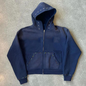 Sweat à capuche vintage délavé pour homme, de haute qualité, en coton français lourd, fermeture éclair, broderie 3D personnalisable, hiver - Product Image 6