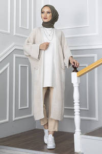 Nouvelle saison modeste femmes hiver islamique Viscose Abaya veste tunique tricots Cardigan qualité gratuite conception turque Hijab - Product Image 3