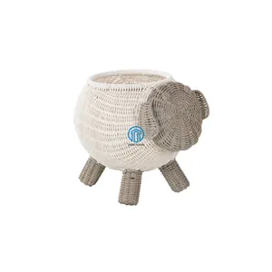 Collection enfant rotin naturel mouton blanc gris fait à la main pour pépinière bac de rangement enfant en rotin nouveau Design OEM rotin organiser