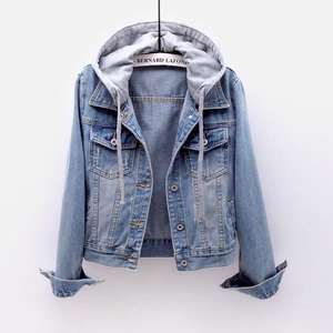 Veste en jean pour femmes avec capuche Manteau en jean décontracté à manches longues - Product Image 1