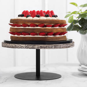 Bandeja de servicio redonda elevada de madera de Acacia Premium, soporte elegante para pasteles, herramientas para pasteles - Product Image 3