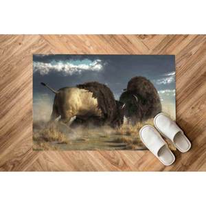 Alfombra Estampada Bison Fight: Alfombra Suave de Pelo Largo con Diseño de Búfalo Americano para Interiores, Salón, Dormitorio, Loft - Product Image 5