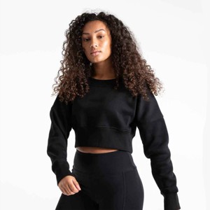 Sudadera Vintage de Otoño para Mujer, 400 g/m², Cuello Redondo, Corte Grueso, Bajo sin Rematar, Estilo Oversize y Corto - Product Image 1