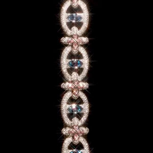 Pulsera de eslabones estilo hip hop con incrustaciones de moissanita multicolor en plata de ley 925, ideal para raperos, pulsera brillante. - Product Image 1