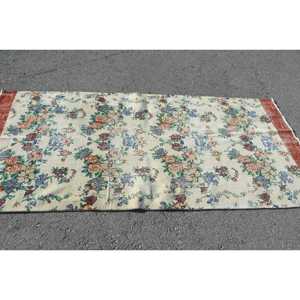 พรมวินเทจขนาด 3.7x7.9 ฟุต ลายต้นไม้และพืชสีแดง พรมตุรกีทำจากขนสัตว์ - Product Image 3