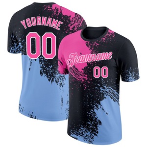 Vente en gros de chemises directes Engro Sportswear industry Custom Pink Black-Light Blue 3D Abstract Brush Stroke Performance T-Shirt - Product Image 1