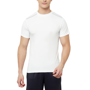 Camiseta deportiva de manga corta para hombre, camiseta de entrenamiento de alta elasticidad, transpirable, de secado rápido, camisetas deportivas ajustadas en blanco de lujo - Product Image 1