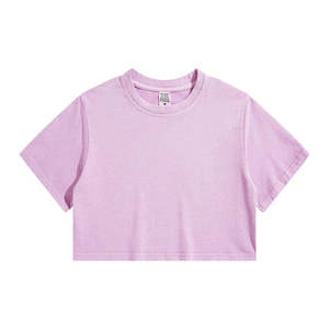 High Quality Quick Dry Wholesale Sports Custom Logo Short Sleeves Low Price Acid Washed Women <b>Crop</b> <b>Tops</b> - Product Image 2