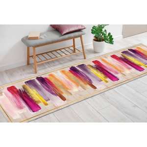 Tapis à motifs abstraits : rose, accent doré, décoration moderne, tapis imprimé, tapis fin non tissé - Product Image 5