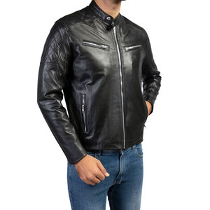 เสื้อแจ็คเก็ตหนังสีดําสําหรับผู้ชาย Alpha - ผิวแกะแท้ ภายนอกมีซับโพลีเอสเตอร์ ปิดซิป - ชุดข้างมีสไตล์คลาสสิก - Product Image 3