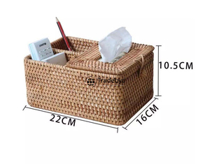 Boîte à mouchoirs et support en rotin tressé carré fait main de qualité supérieure, élégant pour les maisons de luxe Tradebyd - Product Image 3