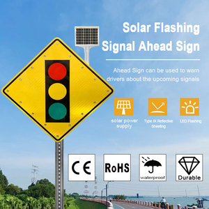 Señal de advertencia de cruce de metal impermeable preperforada de aluminio, señal de tráfico con energía solar intermitente, señales de <span class=keywords><strong>adelante</strong></span> - Product Image 2