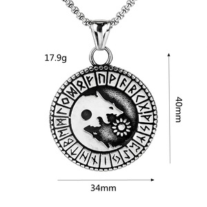 yunnique Vintage Style <b>Titanium</b> Steel Men's Pendant Necklace Retro Viking Rune Bear Pattern Wholesale Fashion Jewelry - Product Image 5