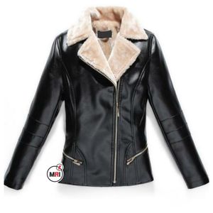 Nouveau élégant coupe-vent en cuir vêtements d'extérieur courts en peau de mouton véritable femmes vestes en cuir de haute qualité couleur personnalisée noir rouge Logo - Product Image 5