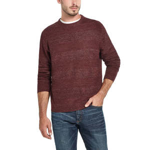 Maglione da Uomo Extra Large a Collo Alto, Colore Vino, Morbido al Tatto, Motivo a Righe, Maniche Corte, Impermeabile, in Mohair, per la Primavera - Product Image 1