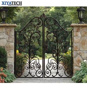 XIYATECH Fantaisie Électrique Allée Porte Porte Budget-friendly Sécurité En Fer Forgé Porte Française pour Maisons Swing Ouvert pour Villas - Product Image 1