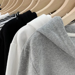 Sweat à capuche gris à manches longues femmes début printemps automne haut court à la mode élégant minceur Zip Design sensibilité - Product Image 3