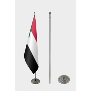 Drapeau d'intérieur officiel du Soudan, drapeau en soie personnalisé avec mât en aluminium, impression numérique, logo personnalisé, numéro de modèle, drapeau mondial - Product Image 2