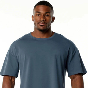 Microfibre coton Spandex Signature Performance ajusté coupe raglan manches courtes col rond baleine bleu hommes goutte épaule T-Shirt - Product Image 6