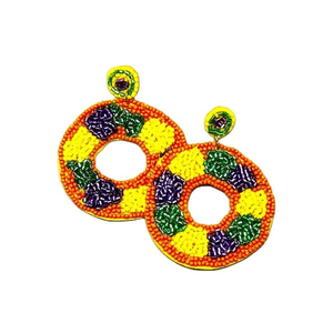 Pendientes de Mardi Gras de Luciana, hermosos pendientes bordados a mano con cuentas, diseño mixto, joyería elegante, pendientes de Mardi Gras para mujeres y niñas - Product Image 4