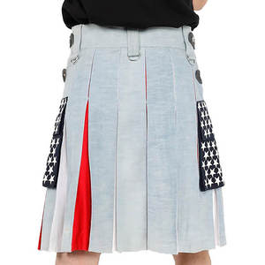 Kilt en jean pour homme US FLAG 2026, kilt utilitaire moderne américain patriotique avec bretelles réglables et poches cargo - Product Image 4
