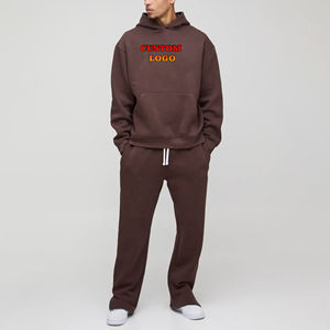 ชุดวอร์ม2ชิ้นโอเวอร์ไซส์สำหรับผู้ชายทรงแบ็กกี้ผ้าฝ้าย100% ปักโลโก้ได้ตามต้องการ - Product Image 4