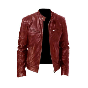Solid Color Winter High Street Men's Sheep Skin Leather <b>Jacket</b>-Customizable Color Front Logo Eco-Friendly Comfortable Waterproof - Product Image 5