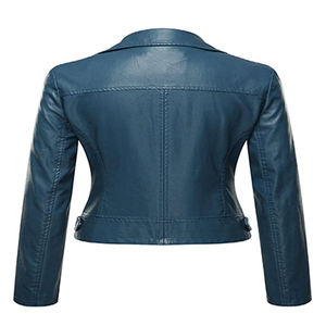 Chaqueta corta estilo cinturón suelto de cuero de imitación de manga larga con solapa informal para mujer 2024 invierno - Product Image 2