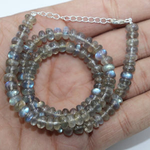 Minimalist Women's Natural Labradorite Beads Necklace 6.5mm Smooth Rondelle Fire Labradorite <b>Stone</b> Chic and Elegant - Product Image 1