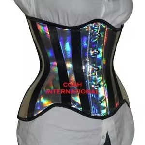 เครื่องรัดตัวพีวีซีแบบโฮโลแกรมที่รัดใต้หน้าอกกระชับสัดส่วนสำหรับใส่ไปคลับและงานปาร์ตี้ - Product Image 1