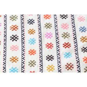 พรมคิลิมวินเทจสไตล์ตุรกี ขนาด 1.9x3.1 ฟุต (59x94 ซม.) พรมขนสัตว์สีขาวลายแบบนามธรรม - Product Image 5