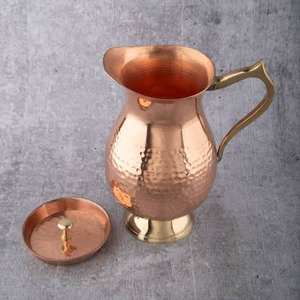 Jarra de Cobre Hecha a Mano de 2 Litros con Tapa Metálica de Alta Calidad, Utensilios de Cocina, Vajilla, Utensilios de Cocina Hechos a Mano - Product Image 1