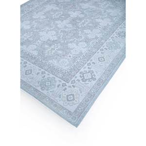 Tapis en laine noué à la main Erbe Blue 9x12 rectangulaire à motif médaillon puzzle pour la maison, le salon, le couloir, l'entrée, l'utilisation en voiture - Modèle LNLP-06 - Product Image 2