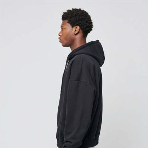 Sweat à capuche personnalisé avec fermeture éclair pour hommes 100% coton de haute qualité French Terry Blank Drop Shoulder Puff Printing Hoodie pour hommes personnalisé - Product Image 2