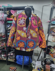Wholesale Autumn Breathable Embroidery Finished Canvas Banjara <b>Women</b> <b>Bomber</b> <b>Jacket</b> for Sale - Product Image 4