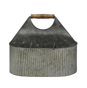 Bulk Quantity Galvanized Metal <b>Caddy</b> Ribbed Design Home and Kitchenware Accessories Home Hotel Room Restaurant - Product Image 1