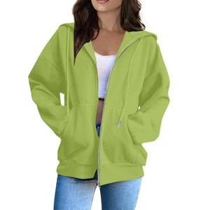 Sudadera informal con capucha y cremallera para mujer con mangas largas Color sólido Característica impermeable para adolescentes en otoño - Product Image 5
