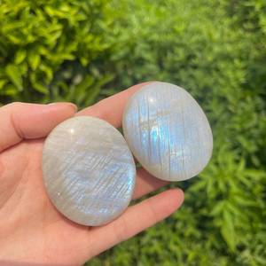 100% cabujones de piedra lunar arcoíris de Fuego Azul Natural a granel para la fabricación de joyas pulidas a mano al por mayor de piedras preciosas OEM - Product Image 3