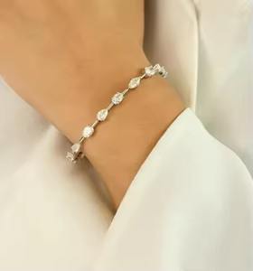 Bracelet en forme mixte de diamants naturels-Bracelet de tennis en or blanc massif 18 carats-Cadeau élégant de bijoux fins pour elle- - Product Image 3