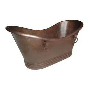 <b>Brown</b> Satin Nickel Copper Freestanding Double Slipper Bathtub Manufacturer Wholesaler Factory Direct Sale - Product Image 3