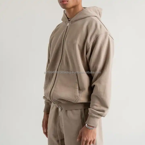 Sudadera con capucha de doble capa personalizada, estilo urbano, de felpa francesa, extragrande, con doble cremallera, lavada, con cierre de cremallera - Product Image 5