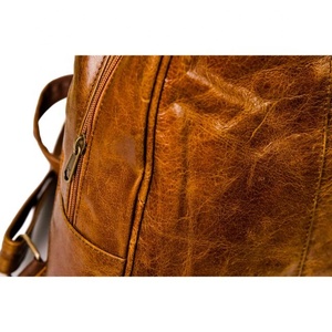 LW Style Vintage Look Brown Crunch Leather <b>Backpack</b> Travel <b>Backpack</b> Office Leather Large Capacity Travel Bag For Men And Women - Product Image 3