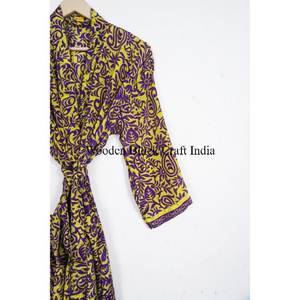 Luxury <b>Silk</b> <b>Kimono</b> Robe Loungewear Gift Boho Festival Daily Wear Sexy Handmade Vintage Sari 3/4 Sleeve Beach Coverup Summer - Product Image 3