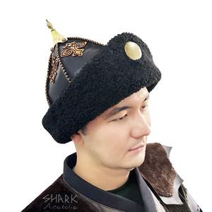 Chapeau de casque Bork traditionnel en cuir véritable ottoman fait à la main chapeau d'époque historique noir-marron pour Cosplay et occasions spéciales - Product Image 2