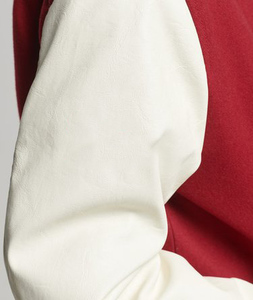 Vente chaude des femmes rouge Varsity Bomber Jacket College Letterman Jacket avec poignets côtelés et ourlet tricoté - Product Image 4