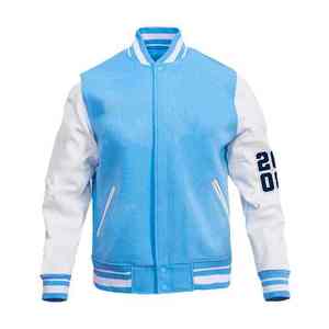 Chaquetas universitarias de talla grande para hombre, nuevo estilo, venta al por mayor, chaqueta Letterman con mangas de cuero para la calle en blanco - Product Image 6