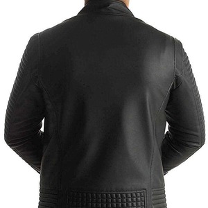 Veste universitaire Letterman en cuir véritable uni pour hommes, veste d'équitation de moto fabriquée en gros, vente en gros, vente en gros - Product Image 4