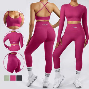 Ensemble d'entraînement Fitness Yoga femmes réversible solide 100% coton respirant Leggings et soutien-gorge grande taille Service OEM - Product Image 5